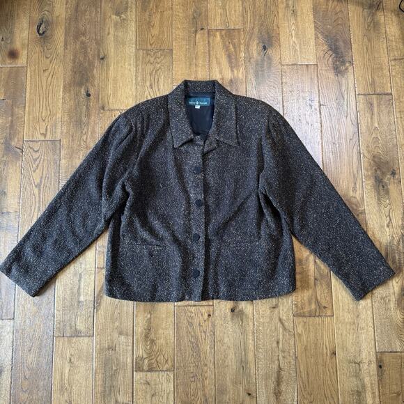 Scott Taylor Jackets & Blazers - VTG Scott Taylor Womens Black Tweed Knit Blazer Jacket Size XL Button Front